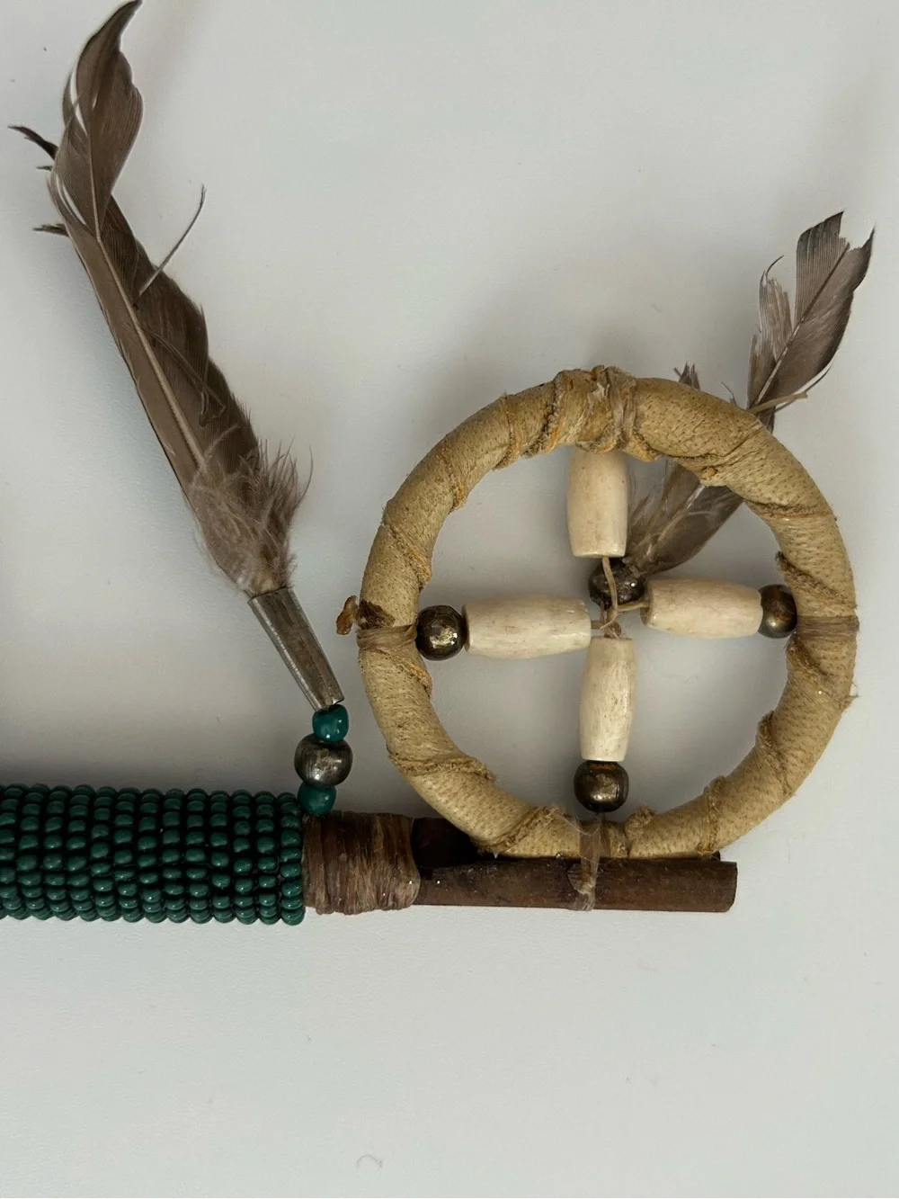Vintage Native American Prayer Talking Spirit Stick Medicine Wheel Handmade 7”